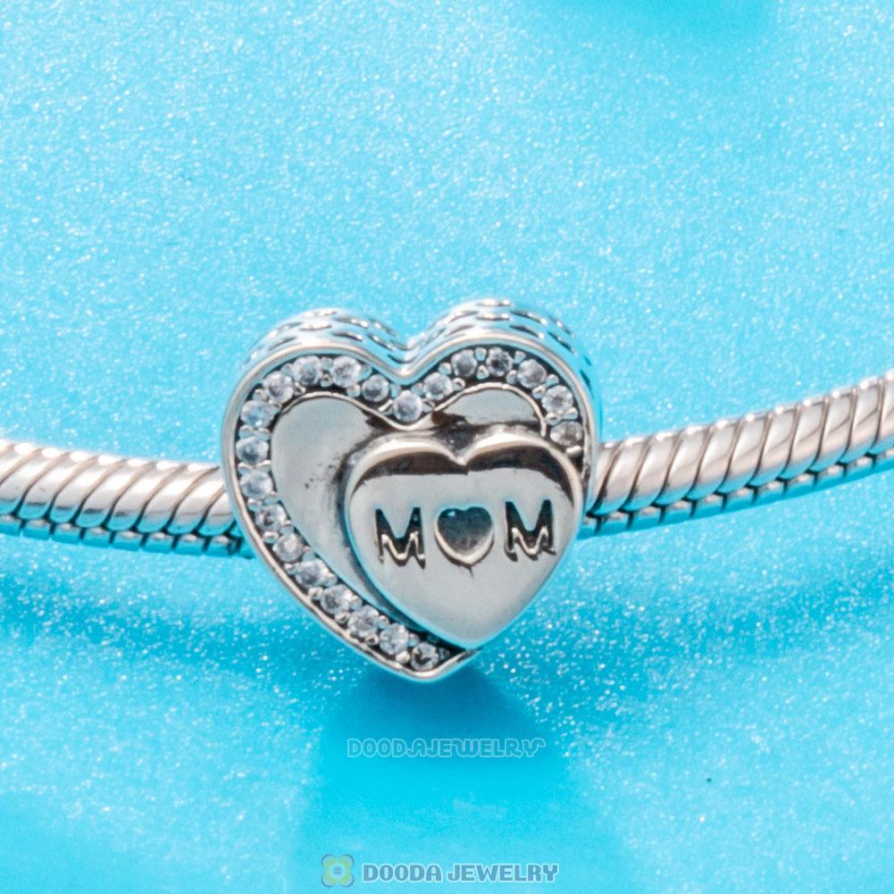 Tribute to Mom Charm Beads with White Zircon