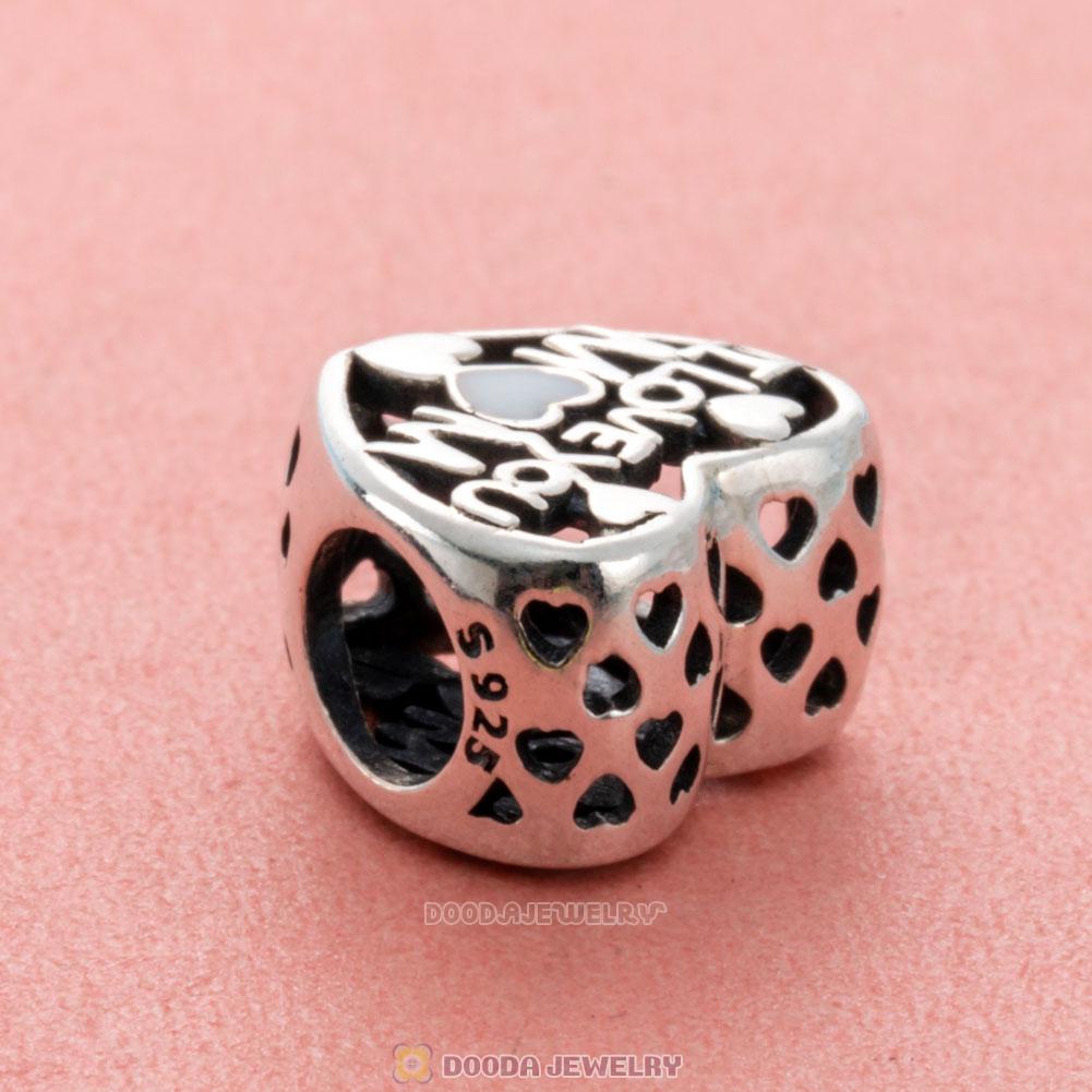 I Love You Mom Motherly Heart Charm with Enamel