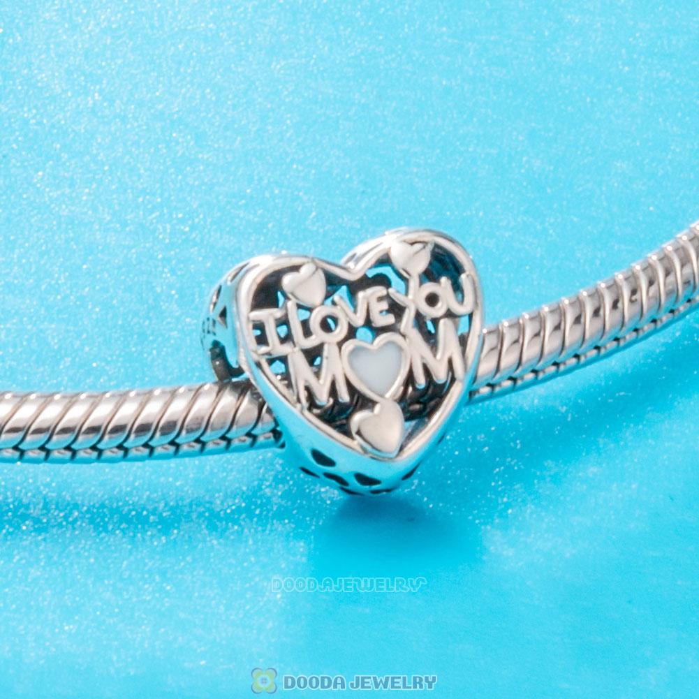 I Love You Mom Motherly Heart Charm with Enamel