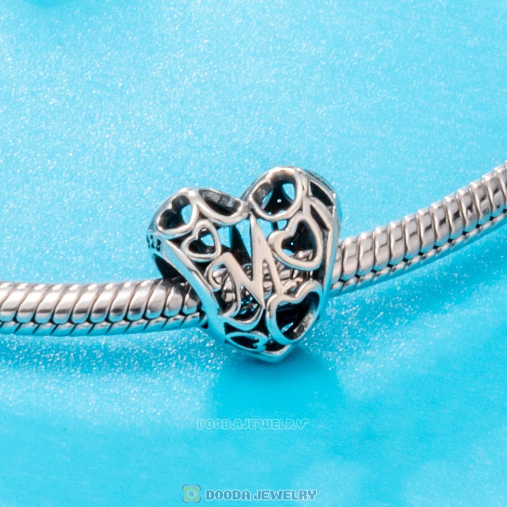 Heart Mom Motherly Openwork Love Charm