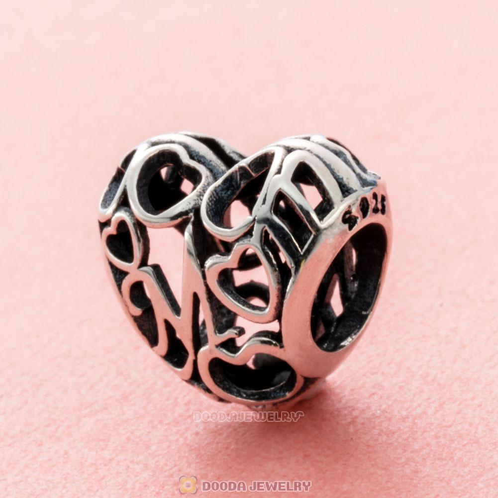 Heart Mom Motherly Openwork Love Charm