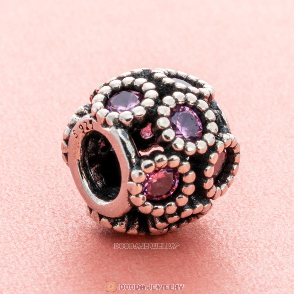 Openwork Sparkling Circles Charm with Pink CZ
