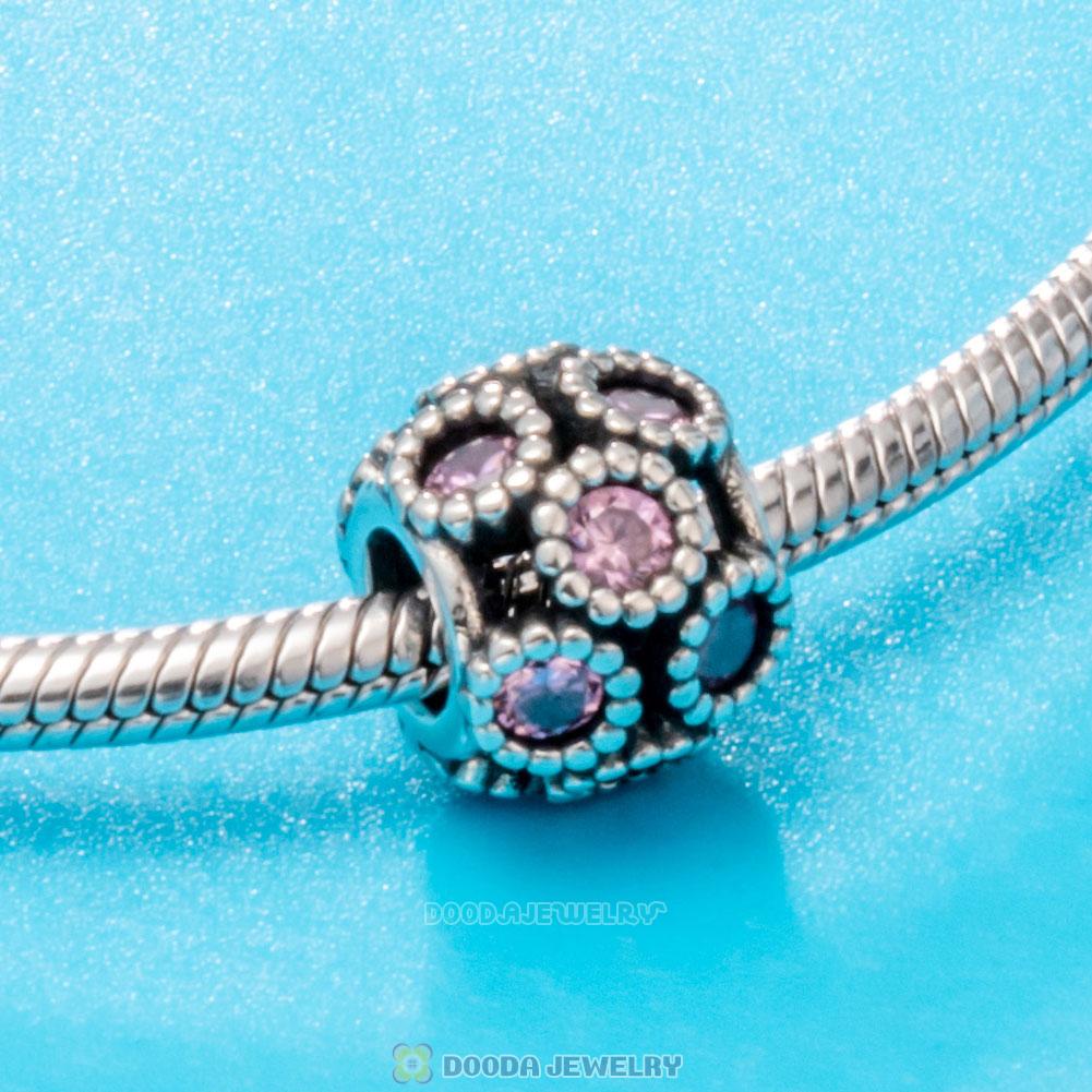 Openwork Sparkling Circles Charm with Pink CZ