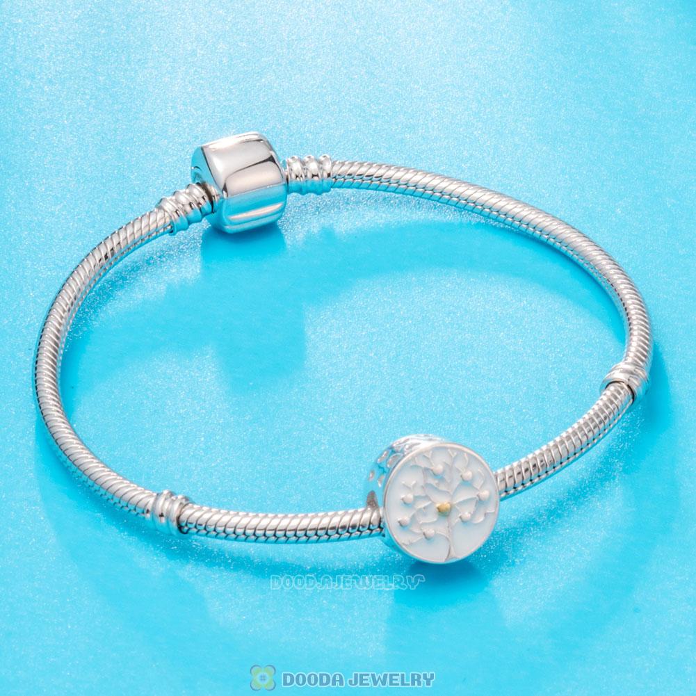 Tree of Hearts Charm Bead with White Enamel