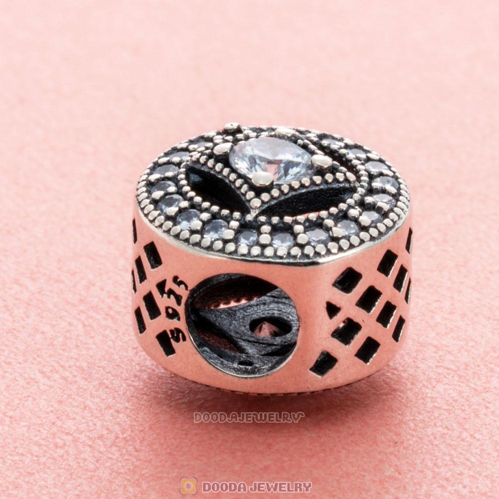 Geometry with Clear CZ Button Charm