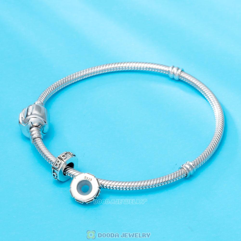 Alphabet Letter B 925 Sterling Silver Rubber Stopper Beads 