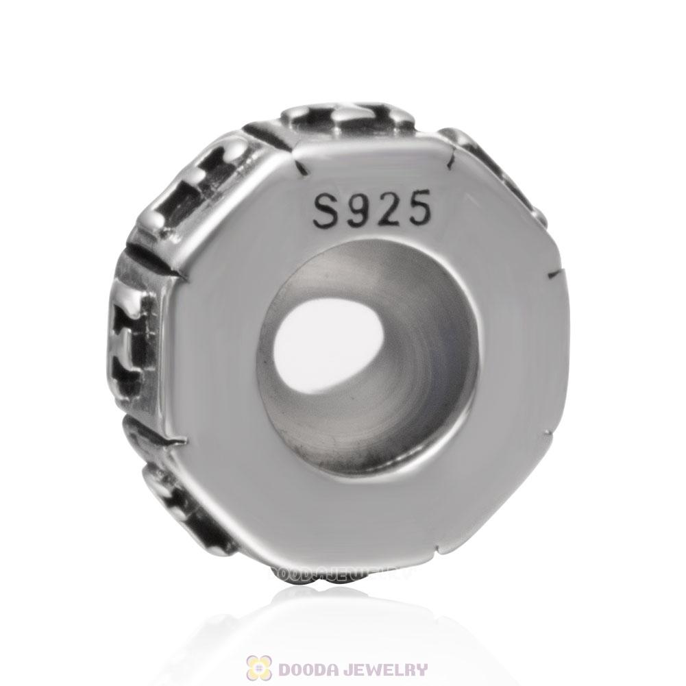 Alphabet Letter F 925 Sterling Silver Rubber Stopper Beads 