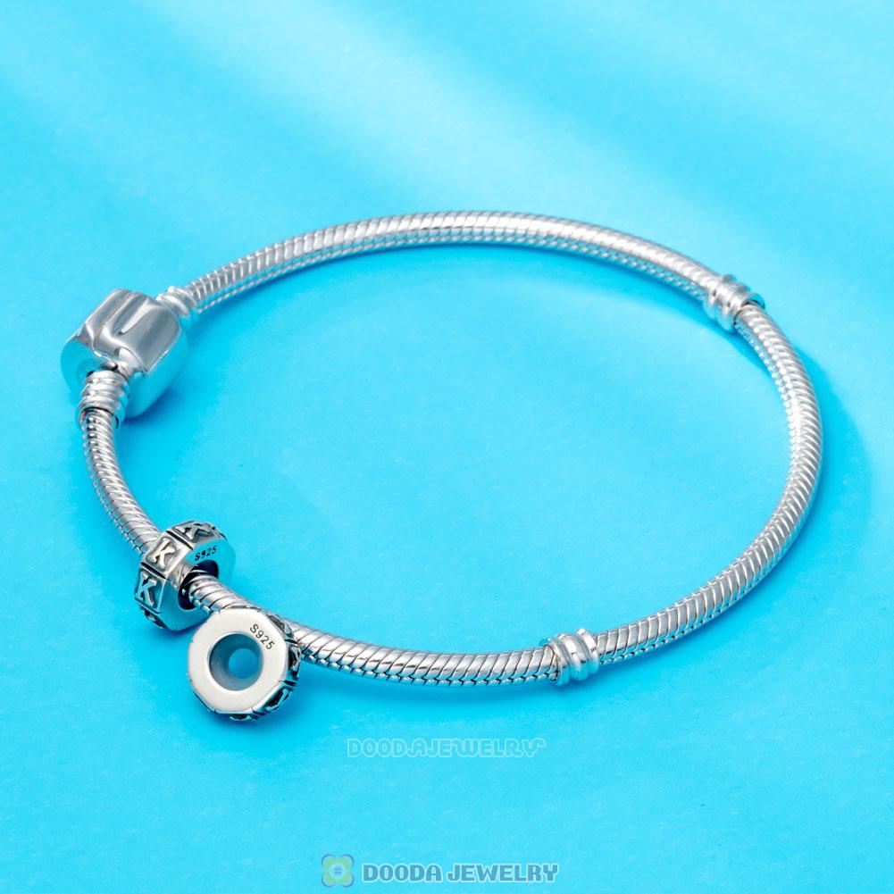 Alphabet Letter K 925 Sterling Silver Rubber Stopper Beads 