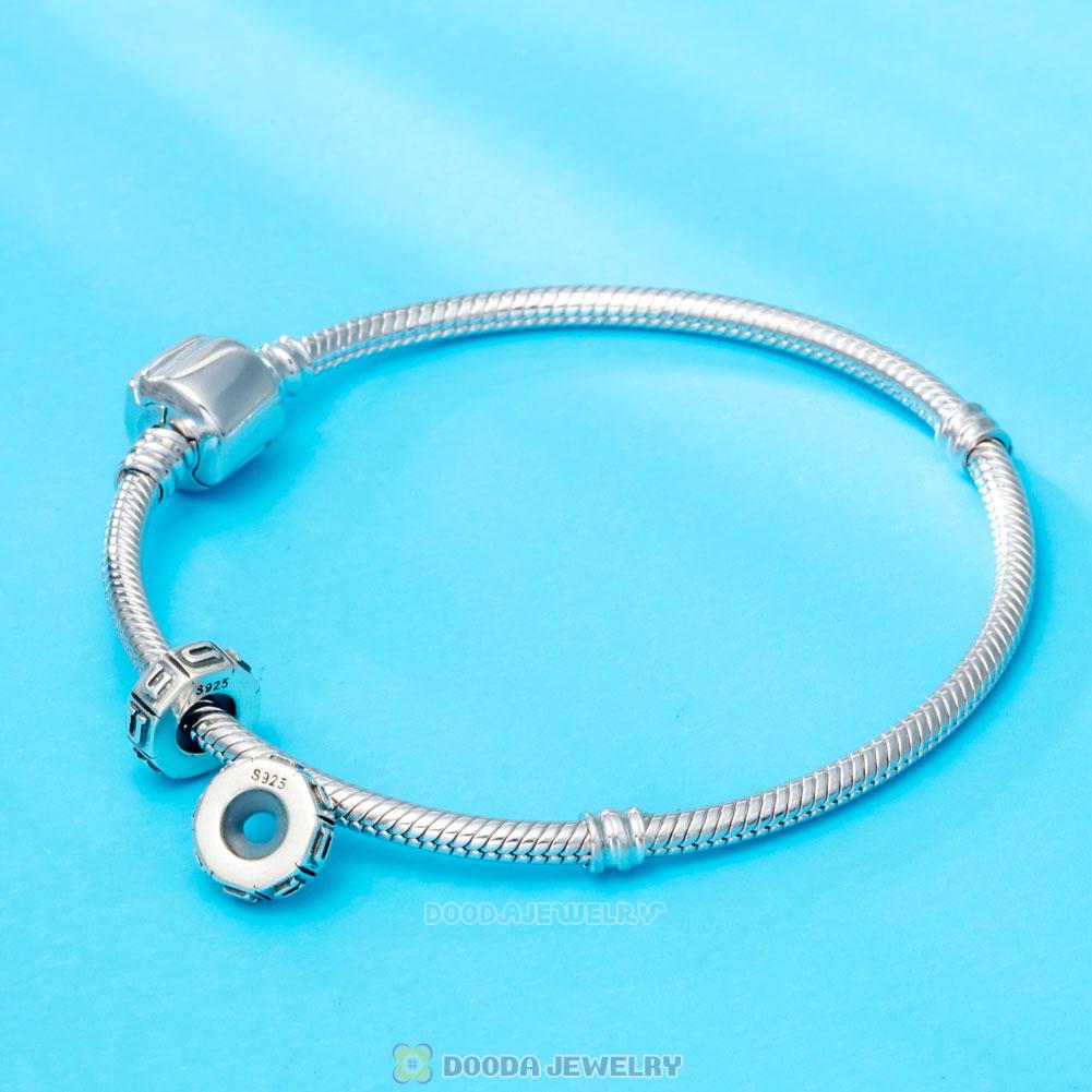 Alphabet Letter U 925 Sterling Silver Rubber Stopper Beads 