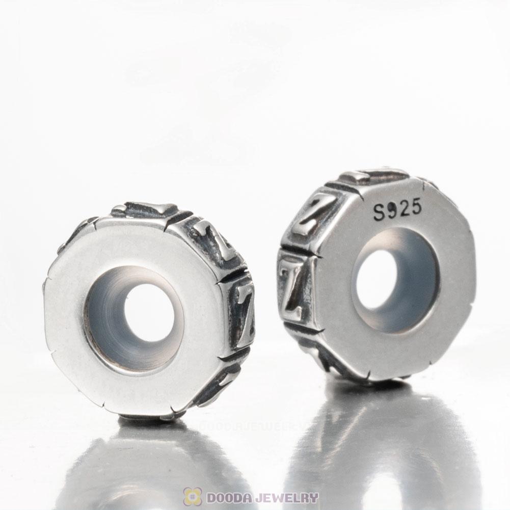 Alphabet Letter Z 925 Sterling Silver Rubber Stopper Beads 