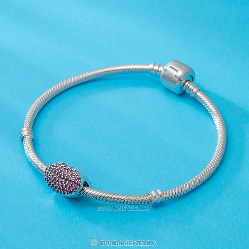 Kiss More Lips Charm with Pave Cubic Zirconia