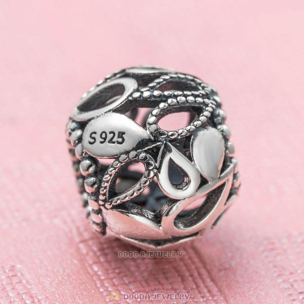 Openwork Waterdrop Charm Bead in 925 Sterling Silver