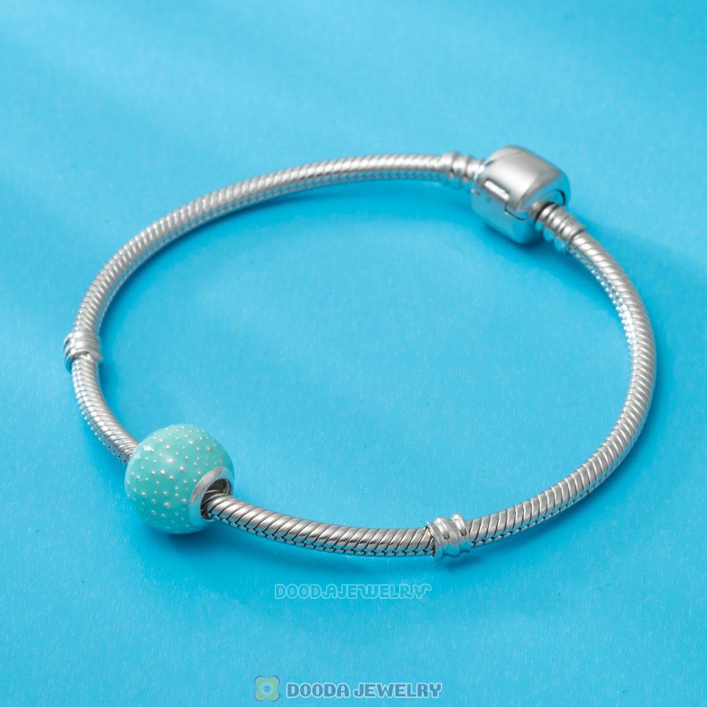 Aqua Enchantment Charm Bead in Sterling Silver with Screw