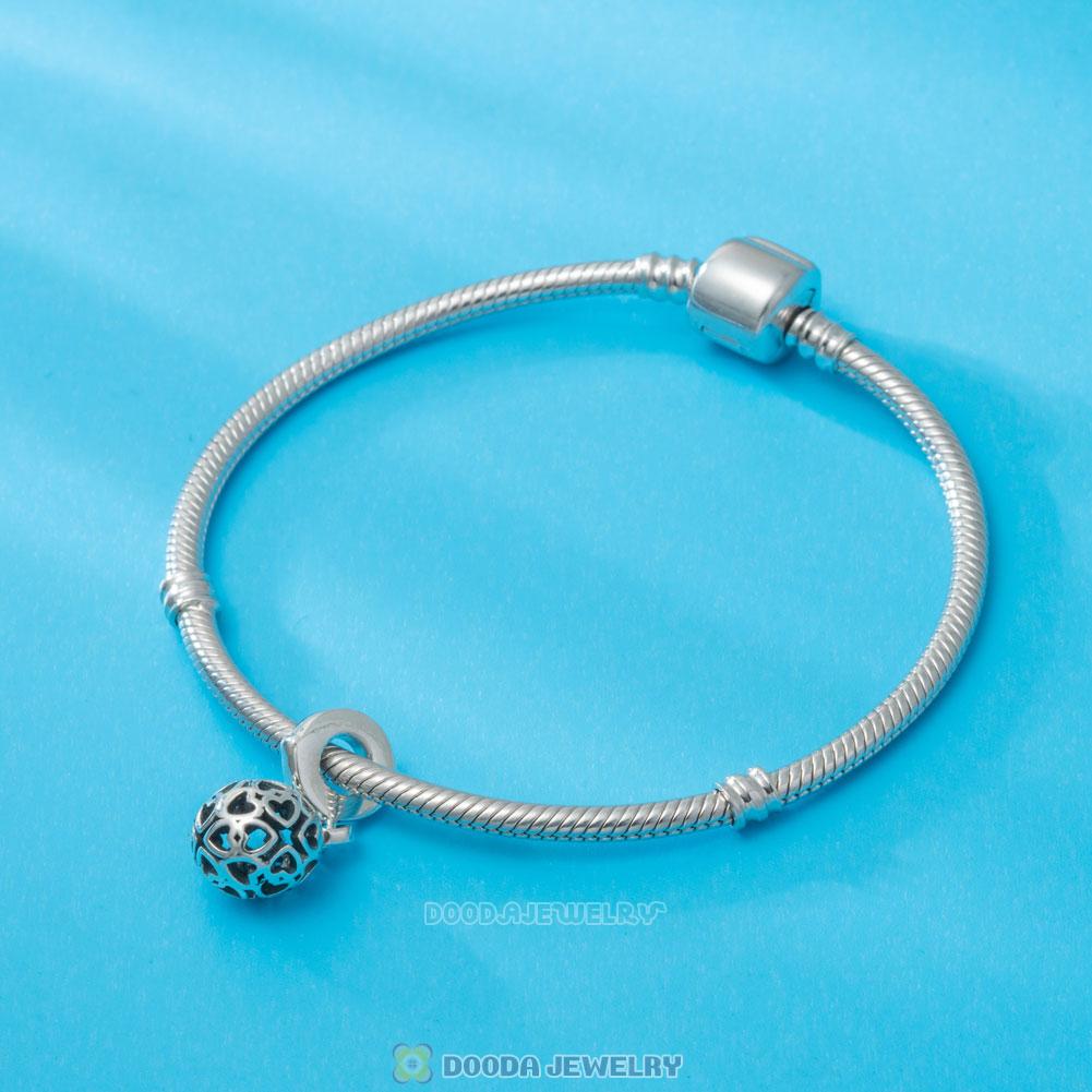 Harmonious Hearts Hanging Charm in 925 Sterling Silver