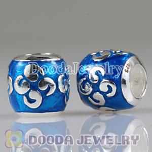 925 Sterling Silver European Style Zen Enamel Blue Bead