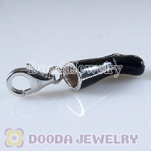 Sterling Silver Tscharm Jewelry Charms Enamel Black Boot