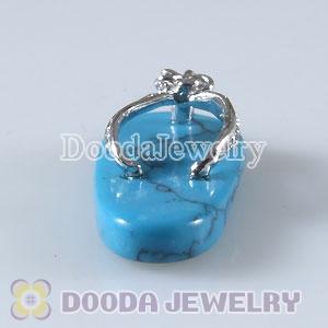 Sterling Silver European Turquoise Slipper Pendant