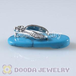 Sterling Silver European Turquoise Slipper Pendant