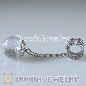 925 Sterling Silver European Pendant Dangle White CZ Stone