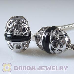 Sterling Silver European Style Beads with Black Carnelian