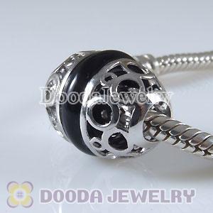 Sterling Silver European Style Beads with Black Carnelian