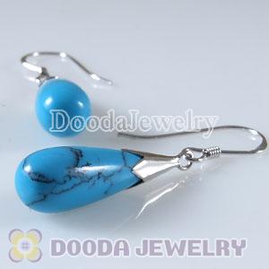 925 Sterling Silver Charm Earring Drop Turquoise Stone