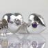 European Style Silver Heart Beads Gold Plated with Purple Stone