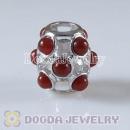 Sterling Silver European Style Beads with Red Carnelian