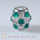 Sterling Silver European Style Beads with Green Carnelian
