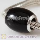 Black carnelian beads with 925 silver core for European Bead Bracelets