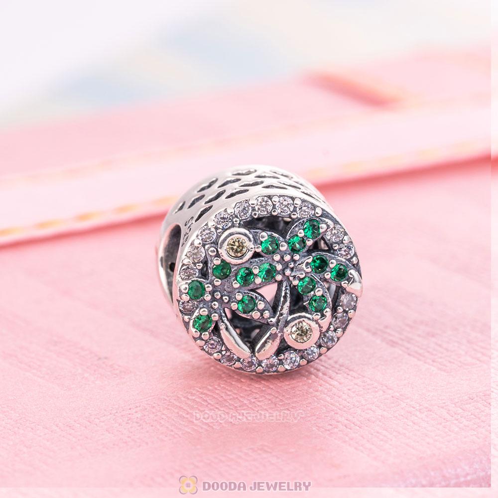 Green Cubic Zirconia Coconut Tree Charm