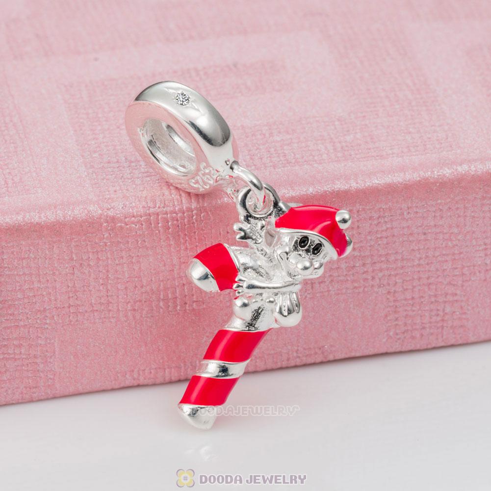 Santa Mickey Candy Cane Pendant Charm