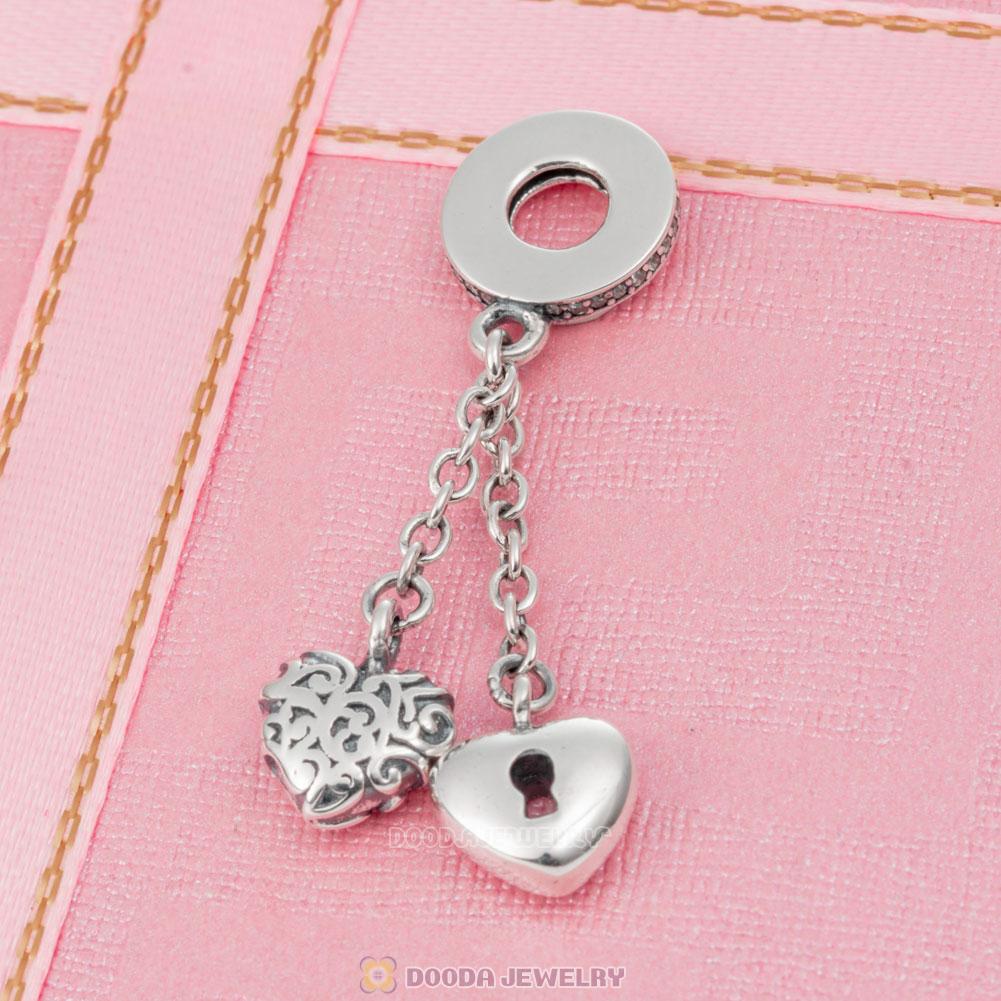 Lock and Heart Charm Pendant for Valentines