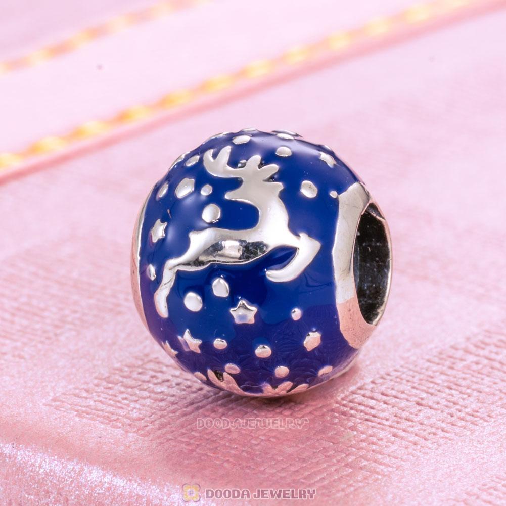 Christmas Reindeer Charm with Blue Enamel
