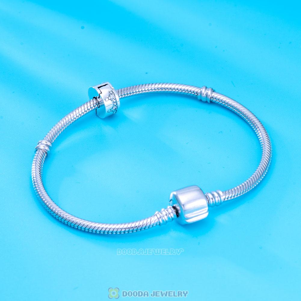 Dazzling Crown Clip Lock Charm in Sterling Silver