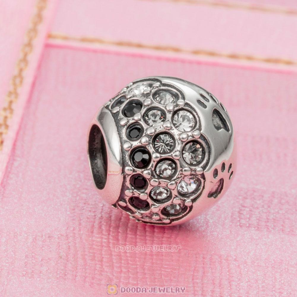 Dog Paw Print Charm 925 Sterling Silver with Austrian Crystal
