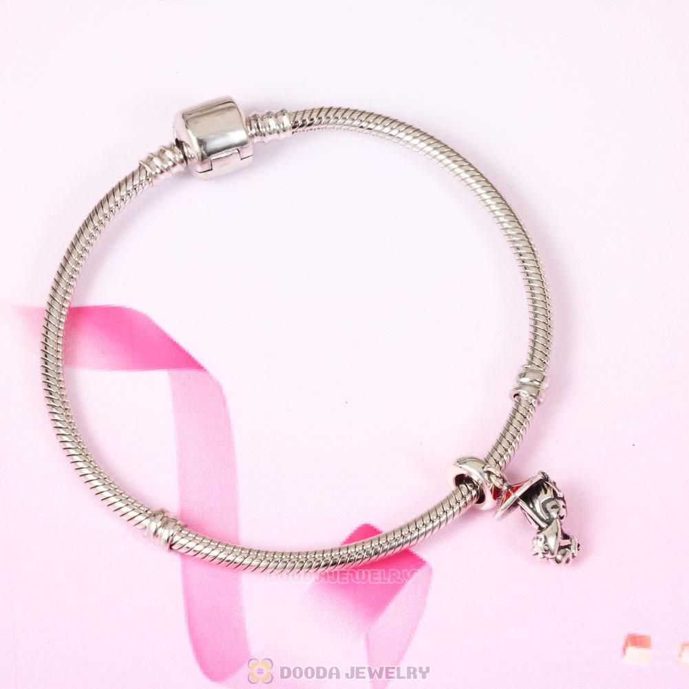 25 Sterling Silver Japan Girl Pendant Charm with Red Enamel Umbrella