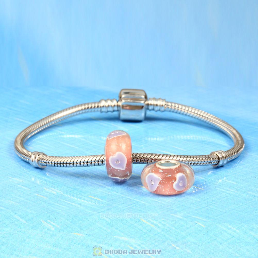 Handmade European Style Plentiful Hearts Charm Glass Beads