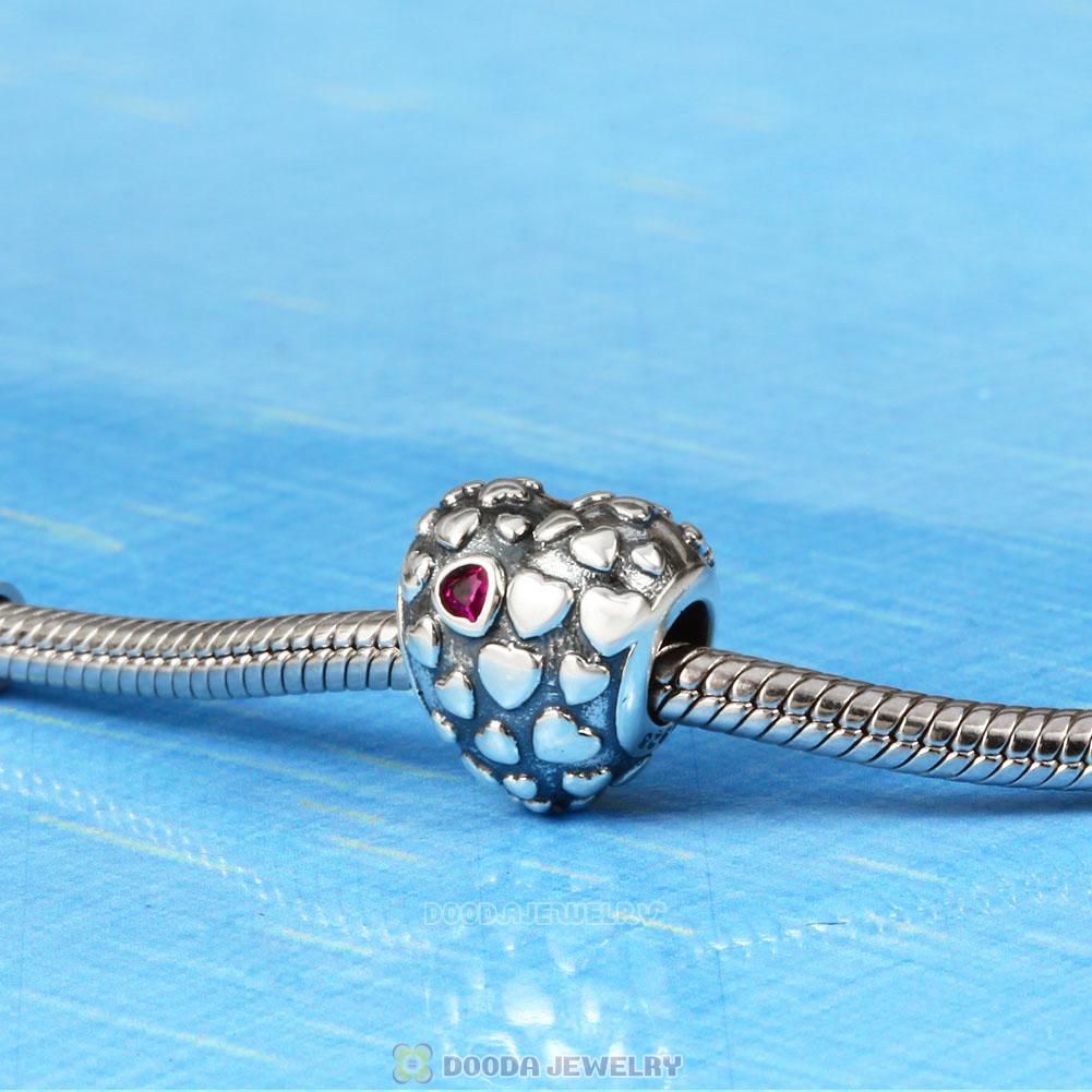 Mum In A Million Red CZ Heart Charm