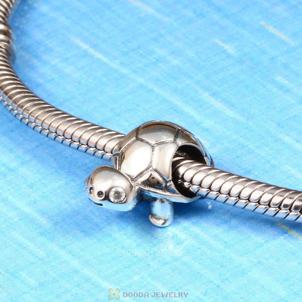 Bright Eyed Turtle Charm Clear CZ