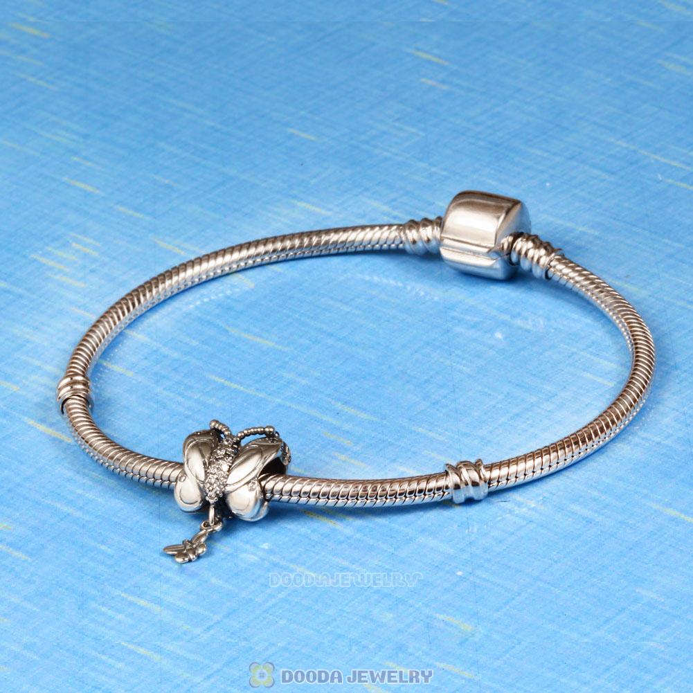 Mother Baby Butterfly Charm Clear CZ