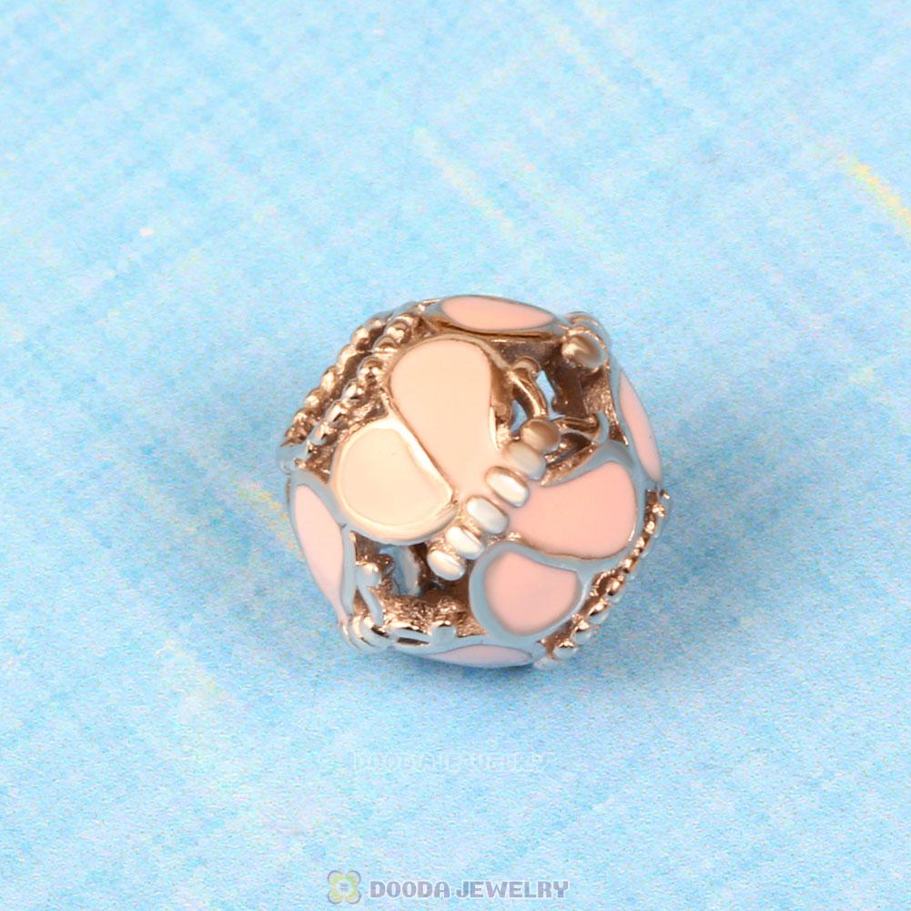 Pink Butterflies Enamel Charm