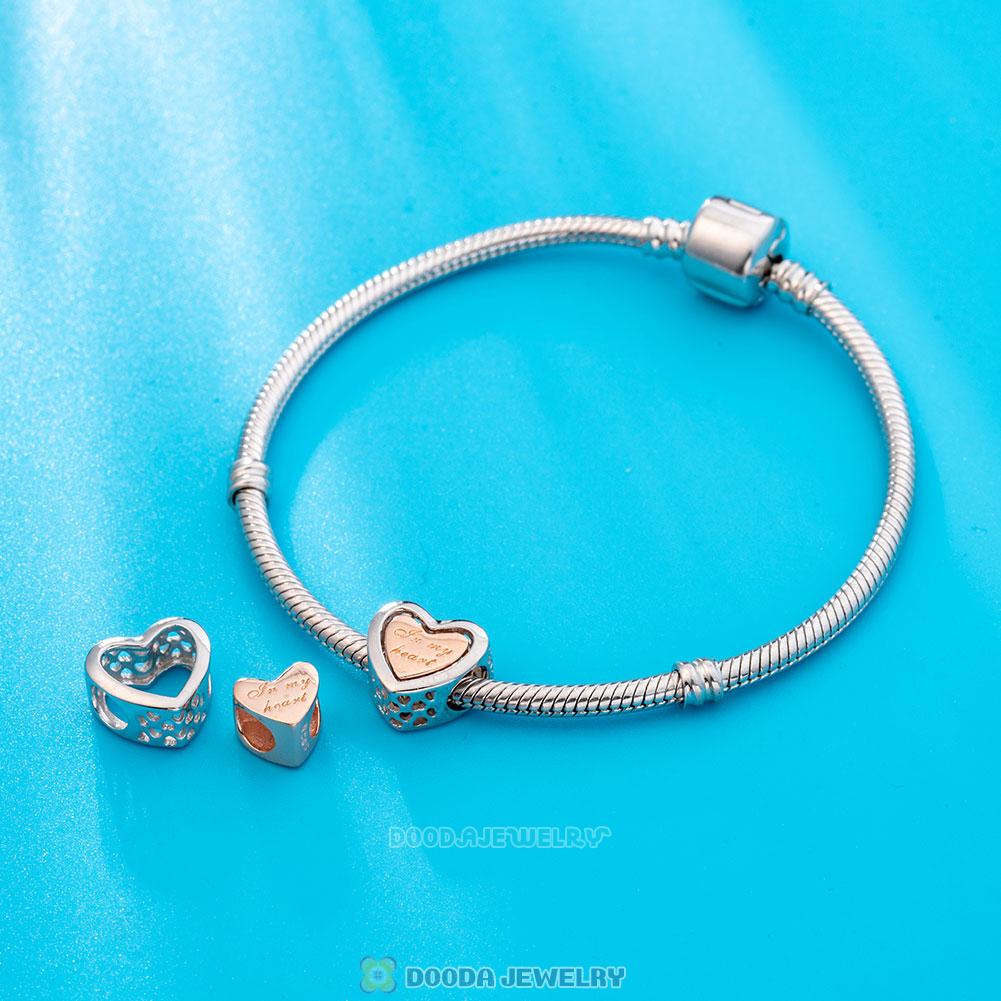 Sterling Silver and Rose Gold In My Heart Charm