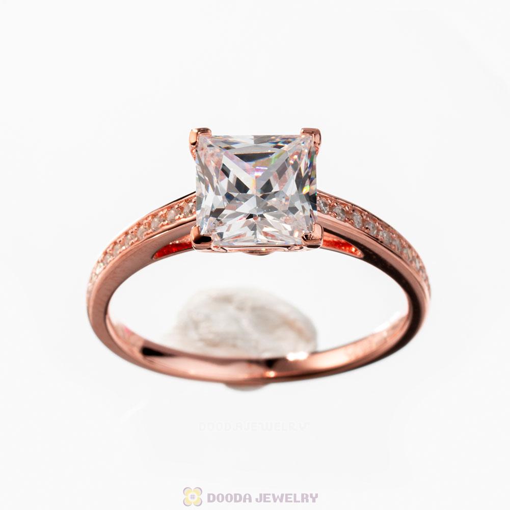 Rose Gold Zircon Geometric Ring