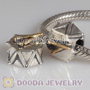 European Style Silver Drum Beads with 14K Gold Plated Wand