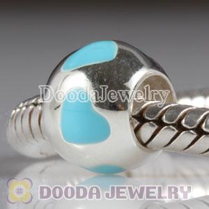 925 Sterling Silver European Style Beads Enamel Blue Loves