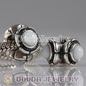 European Style Silver Beads with 3 White Eye CZ Stone