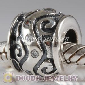 European Style Silver Beads with Clear Stone