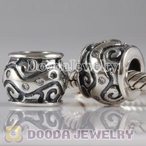 European Style Silver Beads with Clear Stone