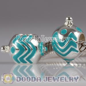 European Style Christmas Ball Beads Enamel Blue Charms